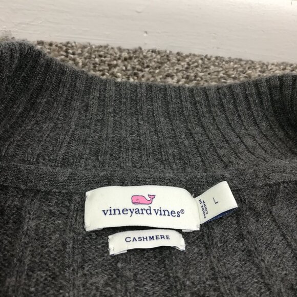 Vineyard Vines Sweater Womens Large Cashmere Cable Knit Open Front Cardigan Gray - Picture 3 of 10